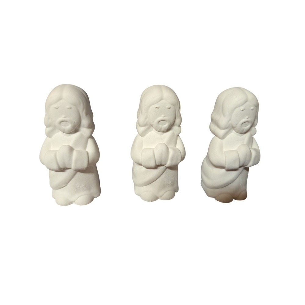 Unpainted Ceramic Bisque Praying Jesus Figurines Set of 24 DIY Nativity Craft